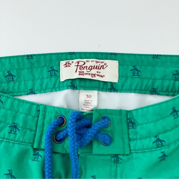 Original Penquin Munsing wear Green Swim Trunks Shorts,  Lined  Size 30 Waist - Picture 12 of 12